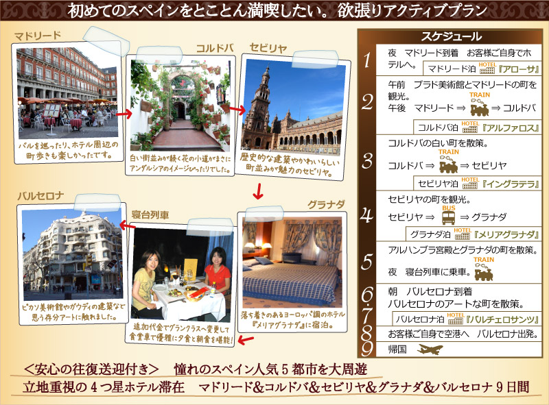 スペインの楽しみ方 初めてのスペイン旅行 欲張りアクティブプラン