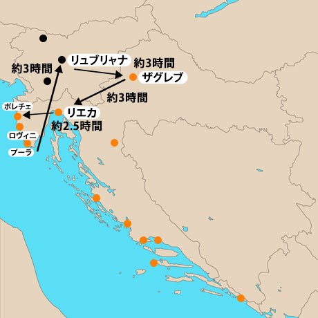 クロアチアおすすめプラン 女子旅プラン地図