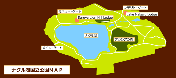 ケニア サファリ・国立公園・国立保護区特集 ナクル湖国立公園マップ