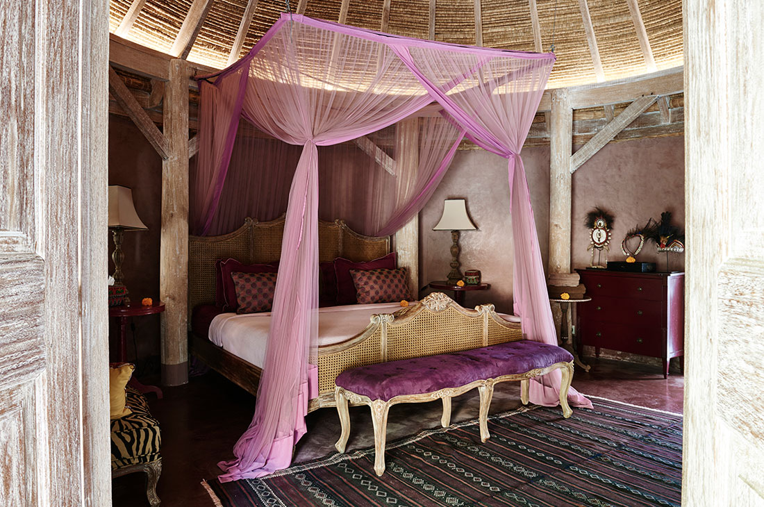 ボヘミアンスタイルのアフリカハウスベッドルーム