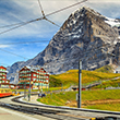 展望台まで続くスイスの登山鉄道