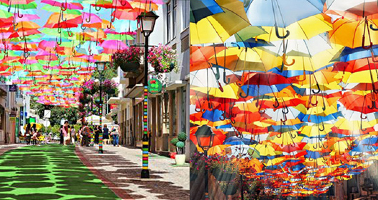 カラフルな傘の絶景アゲダ 期間限定 傘祭り スペイン周遊プラン ポルトガルの海外旅行 ツアー 海外旅行のstw