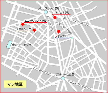 マレ地区ホテルマップ
